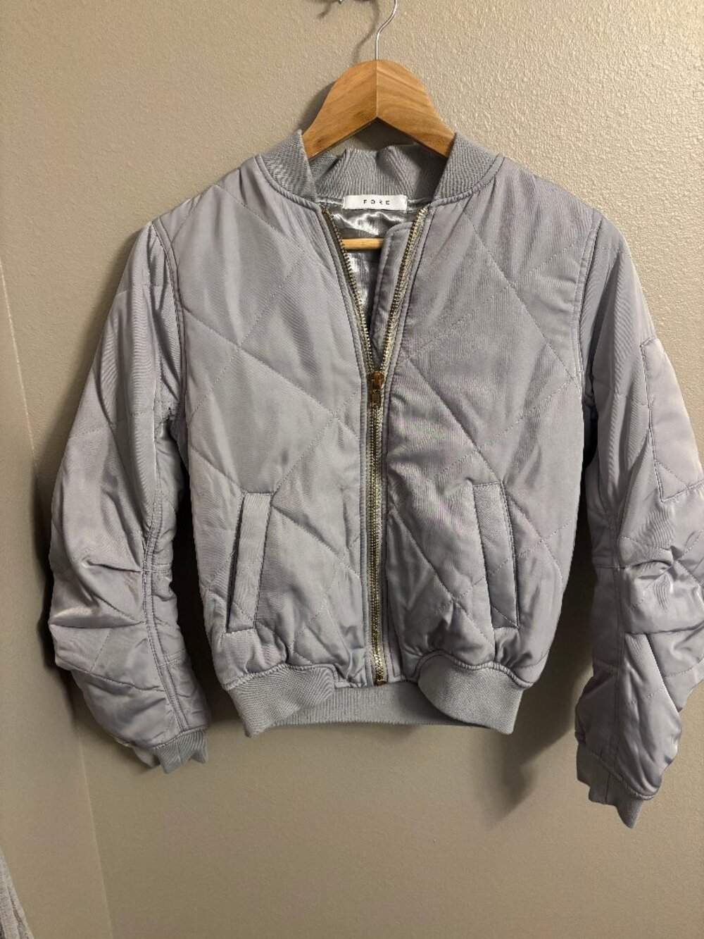Fore quilted silver bomber jacket size small